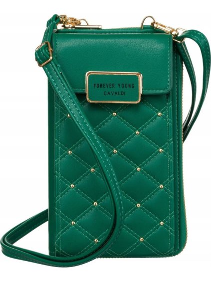 4U Cavaldi sötétzöld női steppelt pénztárca levehető pánttal M682