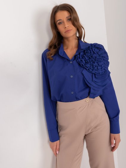 Sötétkék pamut ing virággal