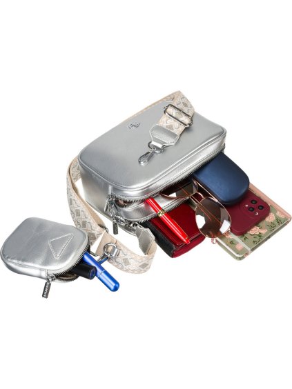 Rovicky ezüst színű crossbody kézitáska kis pénztárcával