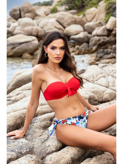 Piros mintás push-up bikini Aruba