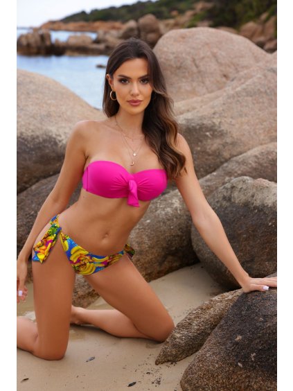 Sötét rózsaszín mintás push-up bikini Aruba