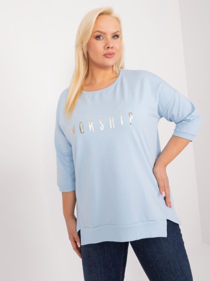 Világoskék póló WORSHIP felirattal
