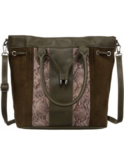 David Jones sötét khaki állatmintás shopper táska