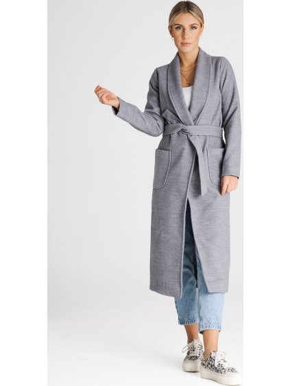 Szürke hosszúkabát övvel