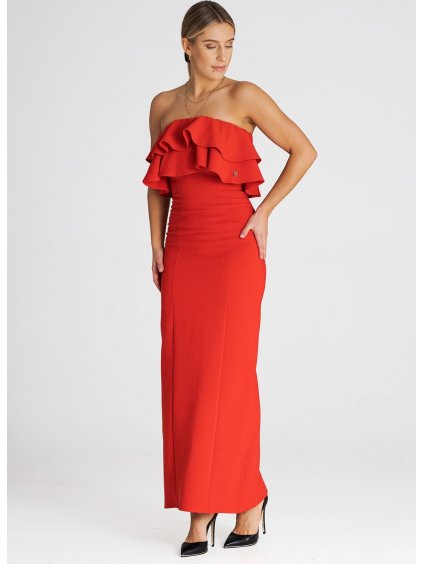 Piros fordos szűk ruha