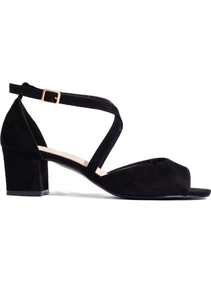 Fekete női alacsony sarkú szandál