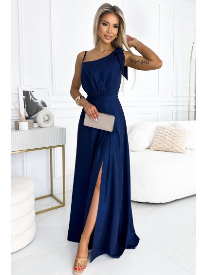 Sötétkék maxi ruha masnival