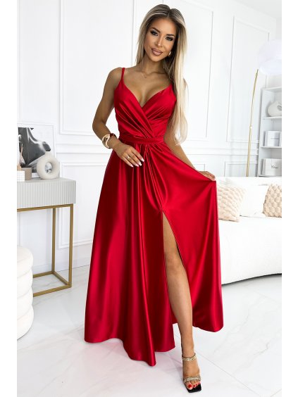 Piros fényes maxiruha JULIET