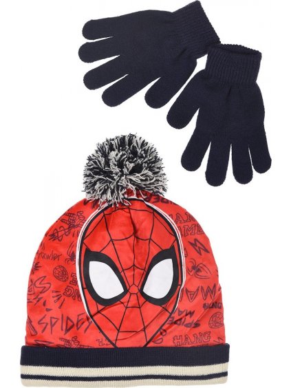 Marvel Spiderman piros-fekete téli sapka és kesztyű szett
