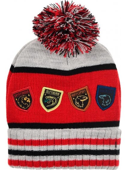 Harry Potter vörös-szürke fiúsapka pom-pommal