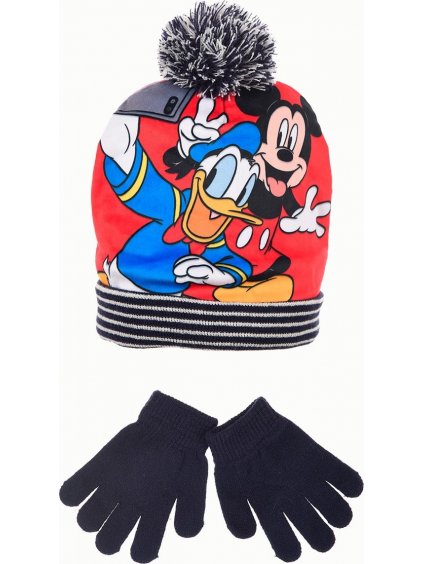 Mickey egér sapka és kesztyű szett fiúknak