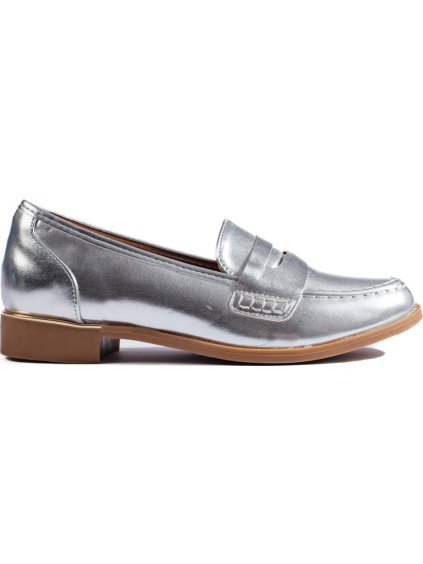 Női ezüst színű basic mokaszin