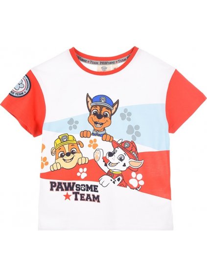 Fehér és piros Paw Patrol póló fiúknak