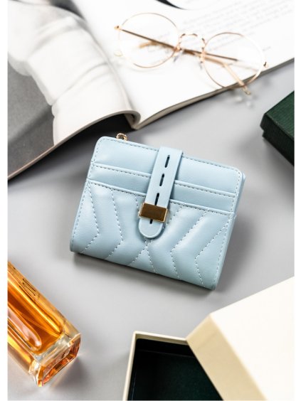 4U Cavaldi világoskék steppelt pénztárca M723