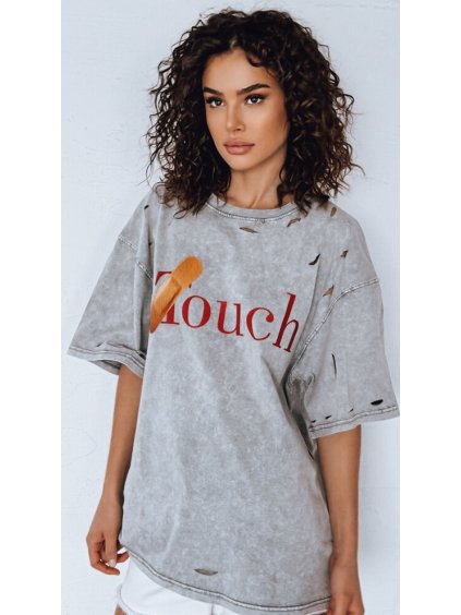 Szürke pamut póló felirattal TOUCH