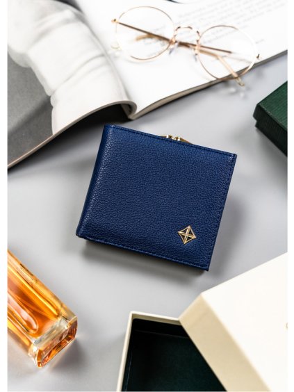 Milano Design kék kis pénztárca kampóval T030