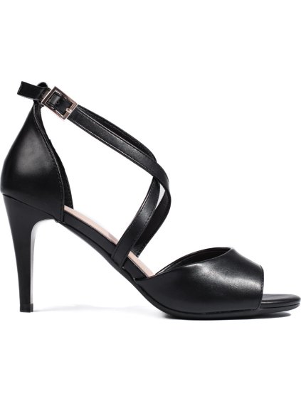 Stílusos fekete vékony sarkú szandál