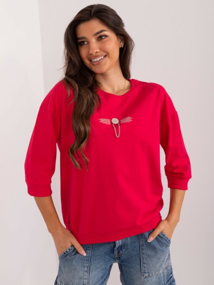 Piros könnyű pulóver dekoratív díszítéssel