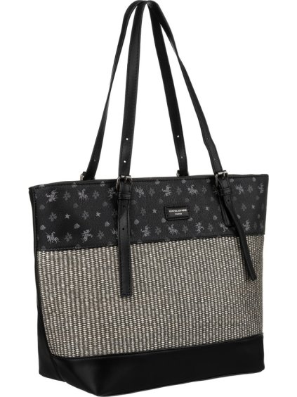 David Jones fekete mintás shopper táska állítható fogantyúval