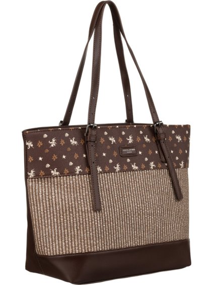 David Jones barna mintás shopper táska állítható füllel