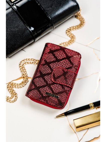 Lorenti Bordó mintás közepes bőr pénztárca S270