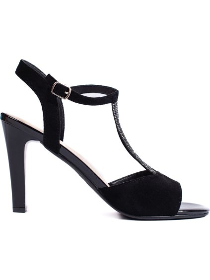 Sergio Leone fekete elegáns velúr vékony sarkú szandál