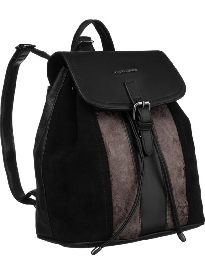 David Jones fekete bőr fedeles hátizsák