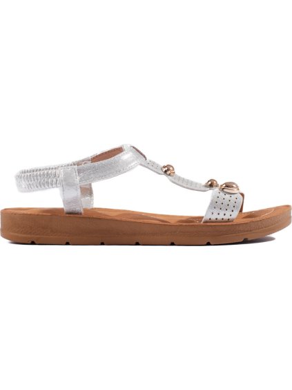 Ezüst színű női szandál díszítéssel