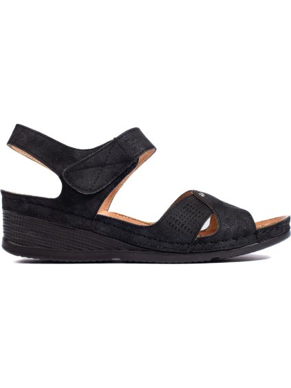 Női tépőzáras ékszandál - fekete