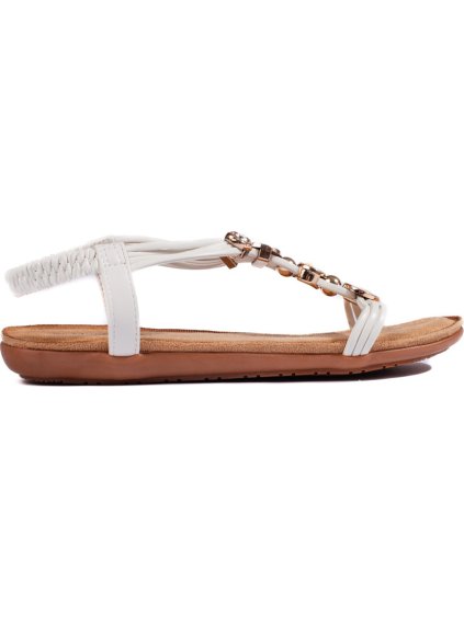 Fehér lapos szandál díszekkel