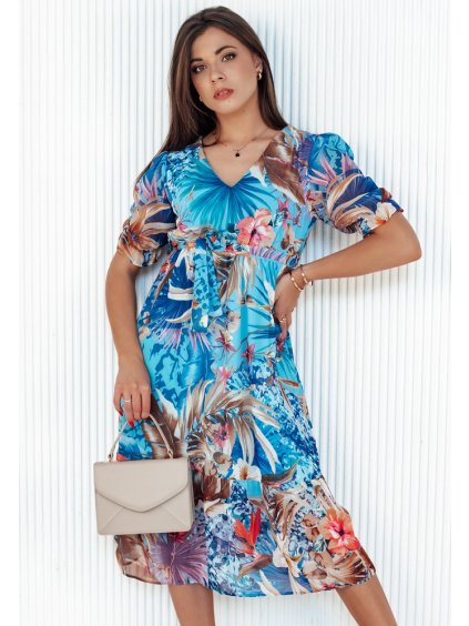 Kék mintás midi ruha BLOSSOM LOVE