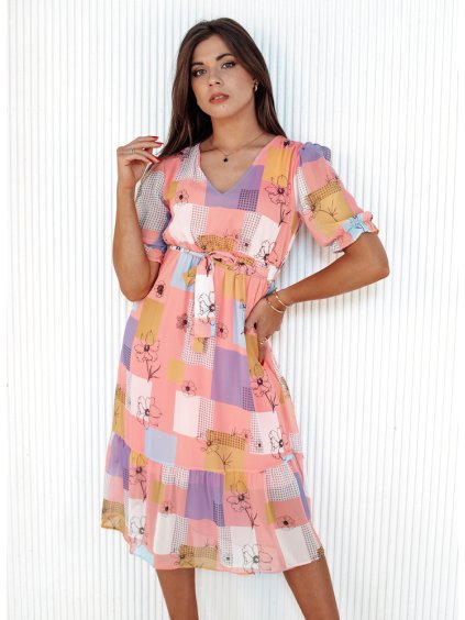 Rózsaszín mintás midi ruha BLOSSOM LOVE