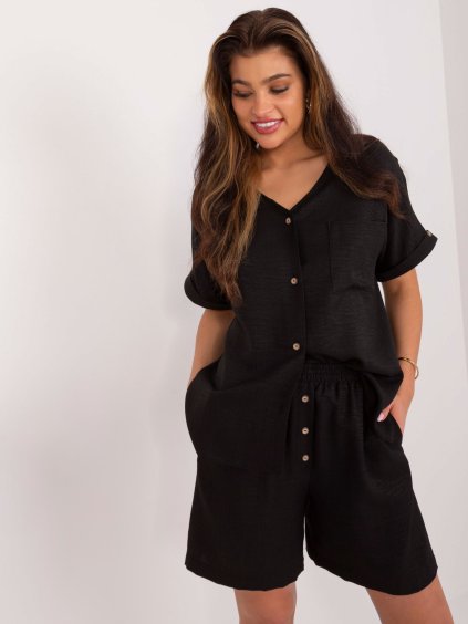 Fekete nyári szett blúz és rövidnadrág
