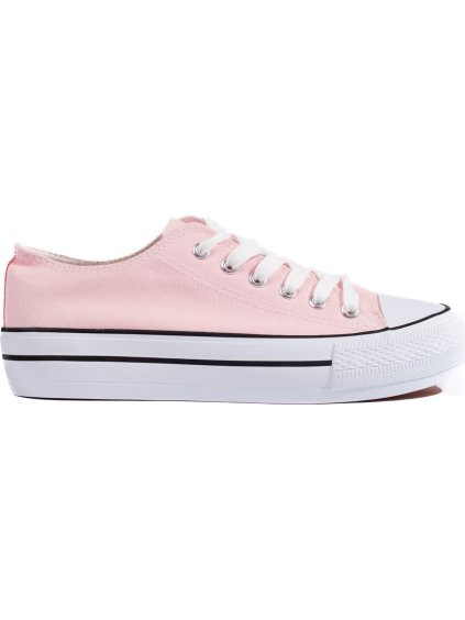 Világos rózsaszín női vászon tornacipő