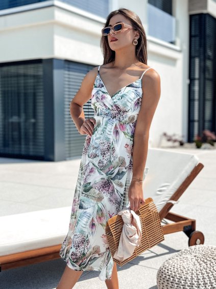 Fehér virágos midi ruha SERENA