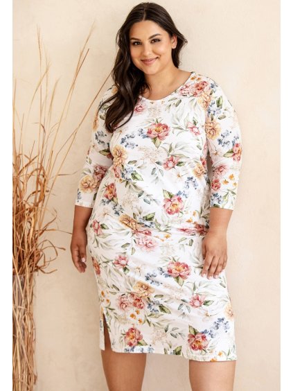 Taro Louisa Plus virágos hálóing (Méret 2XL, Barva fehér virágokkal)