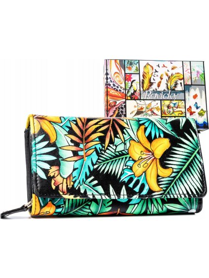 Rovicky nagy bőr pénztárca mentazöld mintákkal V342