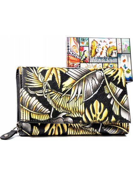 Rovicky közepes női pénztárca sárga mintával V337