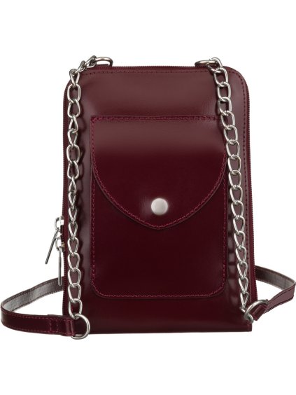 Csokoládébarna bőr crossbody táska telefontokkal