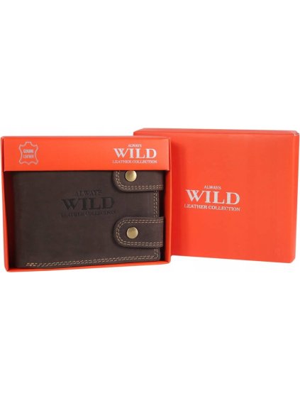 Always Wild barna bőr férfi pénztárca RFID rendszerrel A272