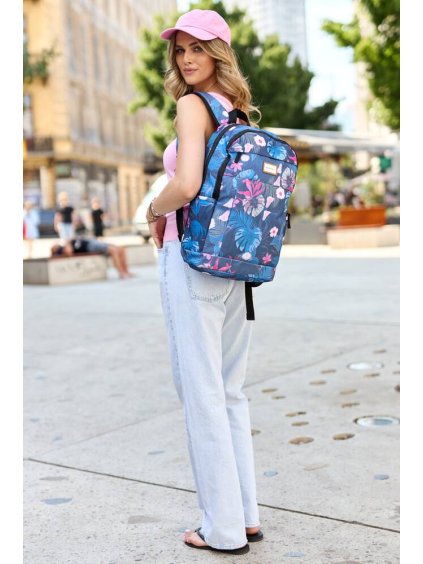 Rovicky sötétkék női virágos hátizsák