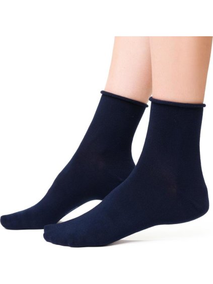 Sötétkék női bambusz zokni Art.125