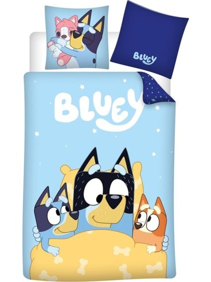 Világoskék gyerek pamut ágynemű Bluey