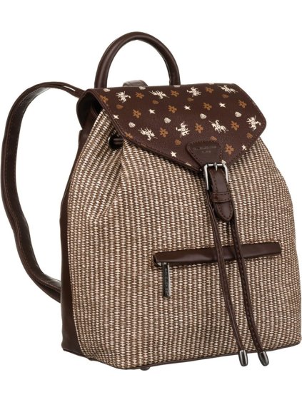 David Jones barna elegáns női hátizsák finom mintával