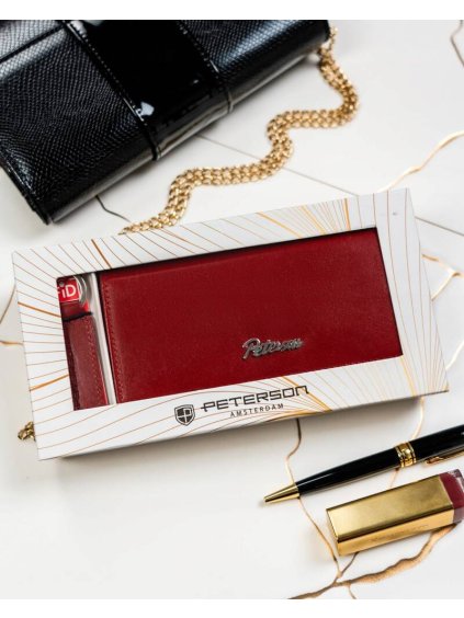 Peterson piros nagy pénztárca és kulcstartó ajándékkészlet Q028