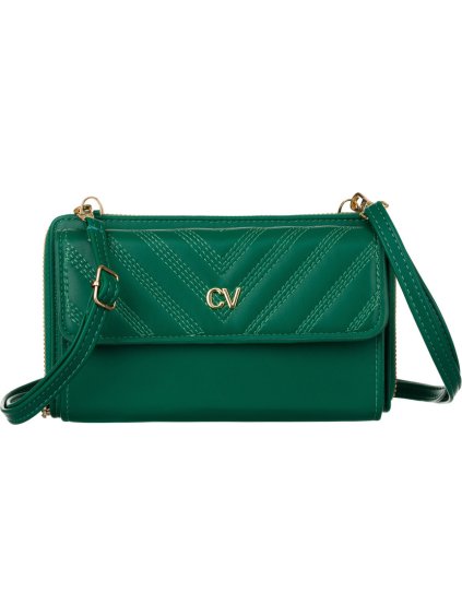 4U Cavaldi sötétzöld steppelt pénztárca pánttal M823