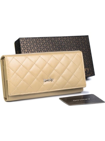 Rovicky bézs női steppelt bőr pénztárca V299