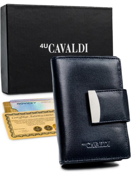 4U Cavaldi sötétkék női bőr pénztárca M779