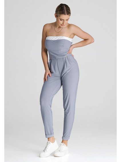 Szürke elegáns overál pánt nélküli