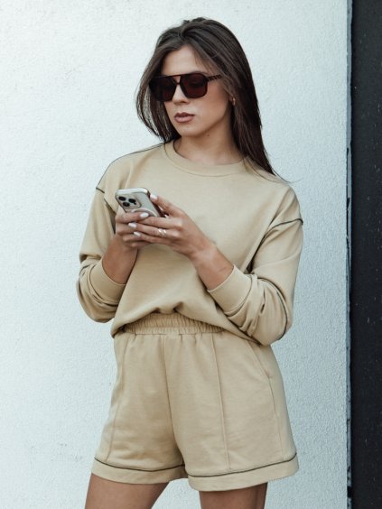 Bézs színű pulóver és rövidnadrág szett PULGAR